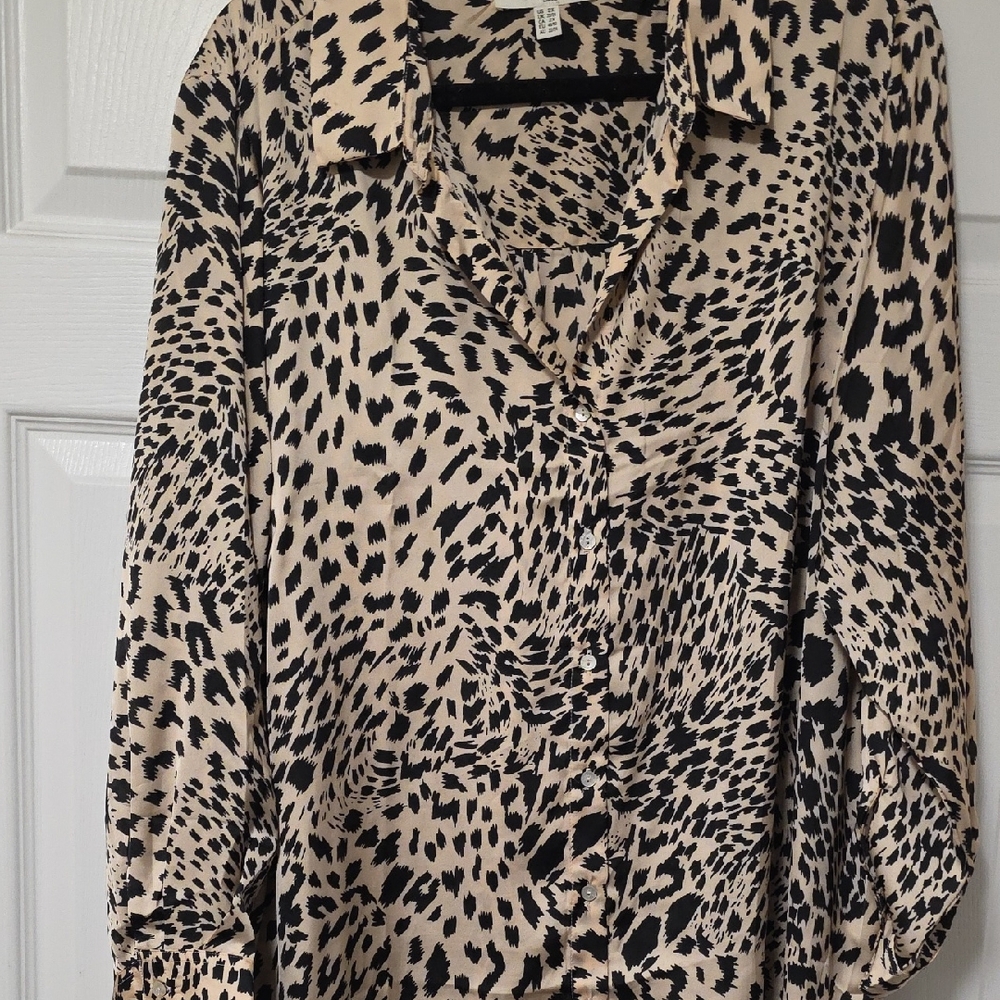 Lepoard Print Silky Shirt